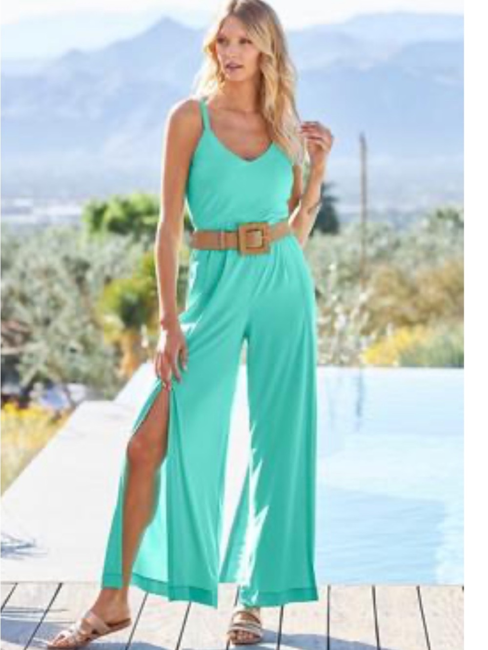 Women’s Blue Radiance Split Leg Sleeveless Jumpsuit